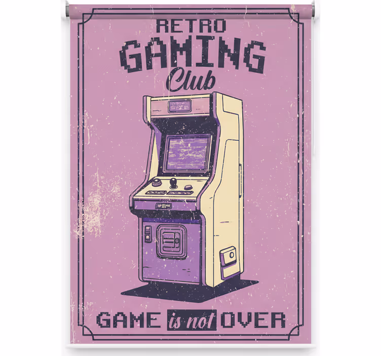 Rolgordijn tienerkamer retro gameclub - TenStickers