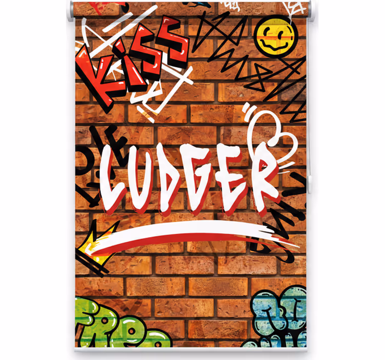 Rolgordijn tienerkamer graffiti op stenen - TenStickers