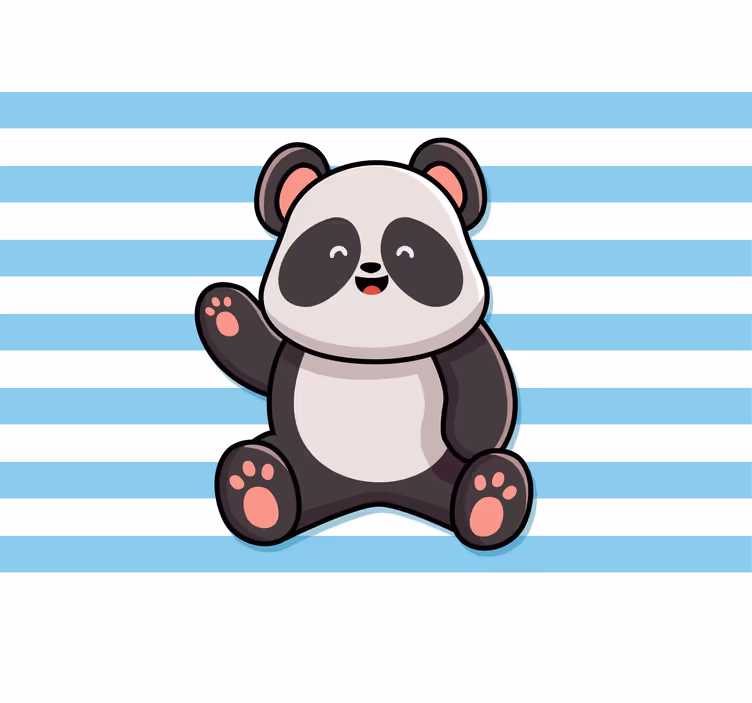 Rolgordijn grappig gelukkige panda op gestreepte achtergrond - TenStickers