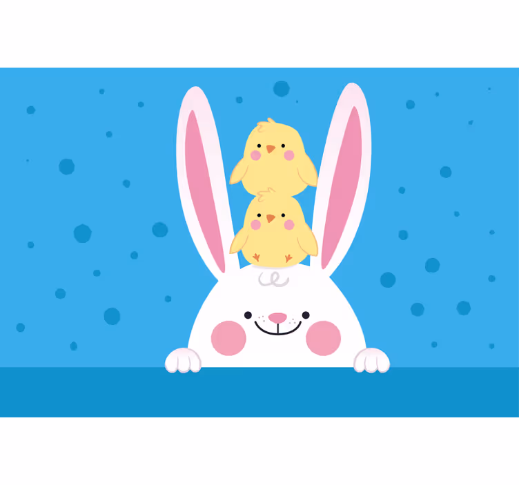 Rolgordijn grappig konijn met kippen - TenStickers