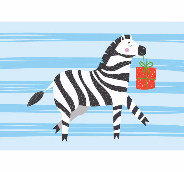 Rolgordijn grappig happy birthday zebra - TenStickers