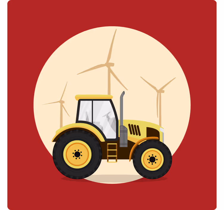 Rolgordijn grappig gele en rode tractor - TenStickers