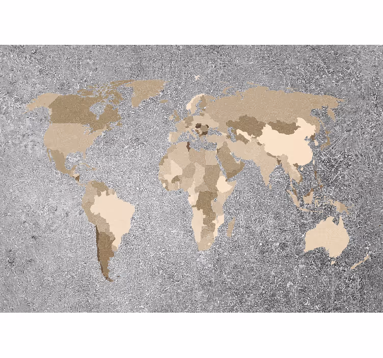 Rolgordijn wereldmap retro wereldkaart in grijs - TenStickers