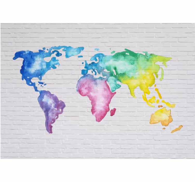 Rolgordijn wereldmap kleurrijke wandkaart - TenStickers