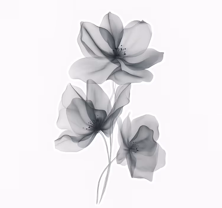 Rolgordijn bloemen grijs doorschijnend bloemen - TenStickers