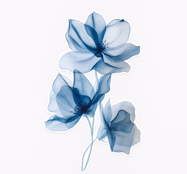 Rolgordijn bloemen blauwe doorschijnende bloemen - TenStickers