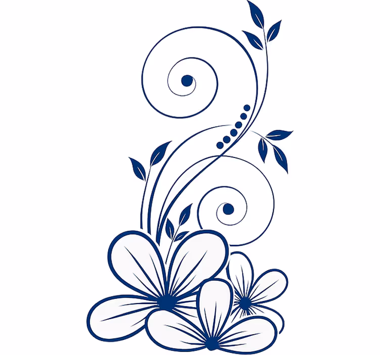 Rolgordijn bloemen bloemige draaikolk in blauw - TenStickers