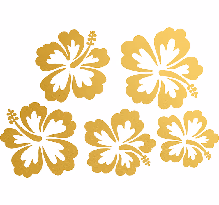 Rolgordijn bloemen gouden hibiscus bloemen silhouet - TenStickers