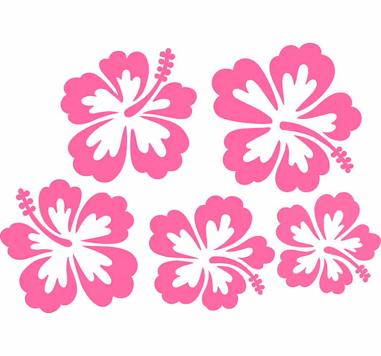 Rolgordijn bloemen silhouet van roze hibiscus - TenStickers