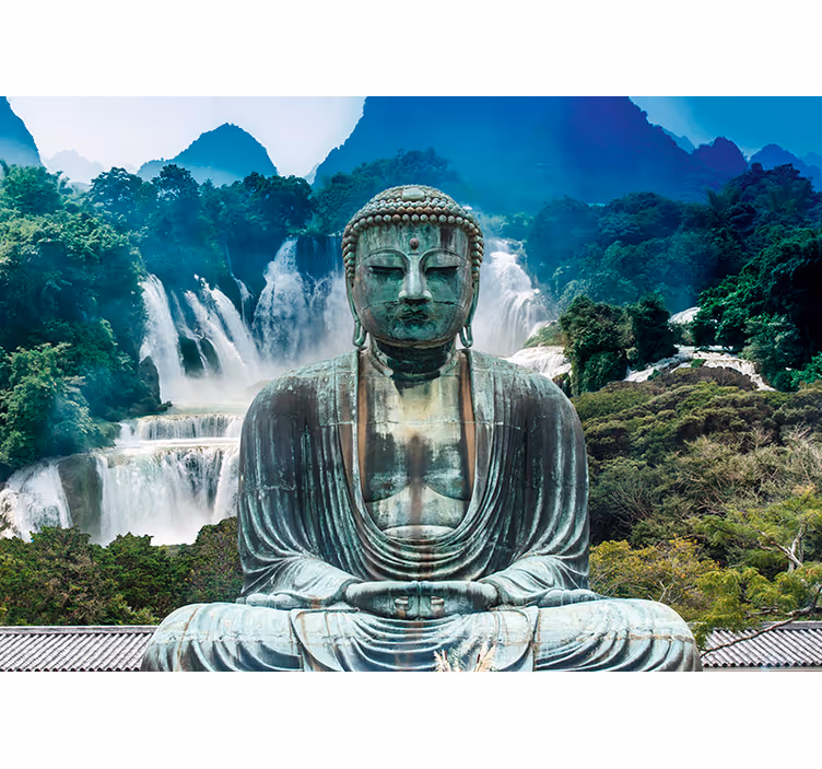 Zen rolgordijn serene boeddha waterval - TenStickers