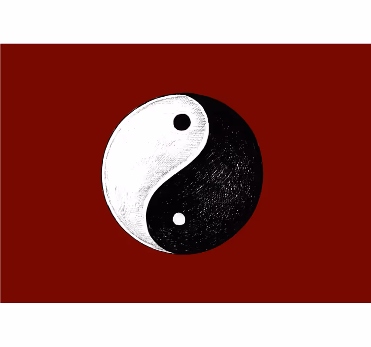Zen rolgordijn muurschildering slaapkamer yin yang rood - TenStickers