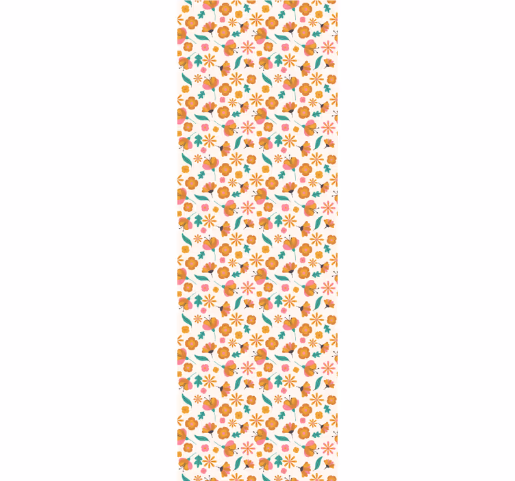 Rolgordijn oranje met oranje bloemen - TenStickers