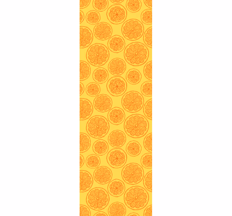 Rolgordijn oranje handgetekend patroon koelkast - TenStickers