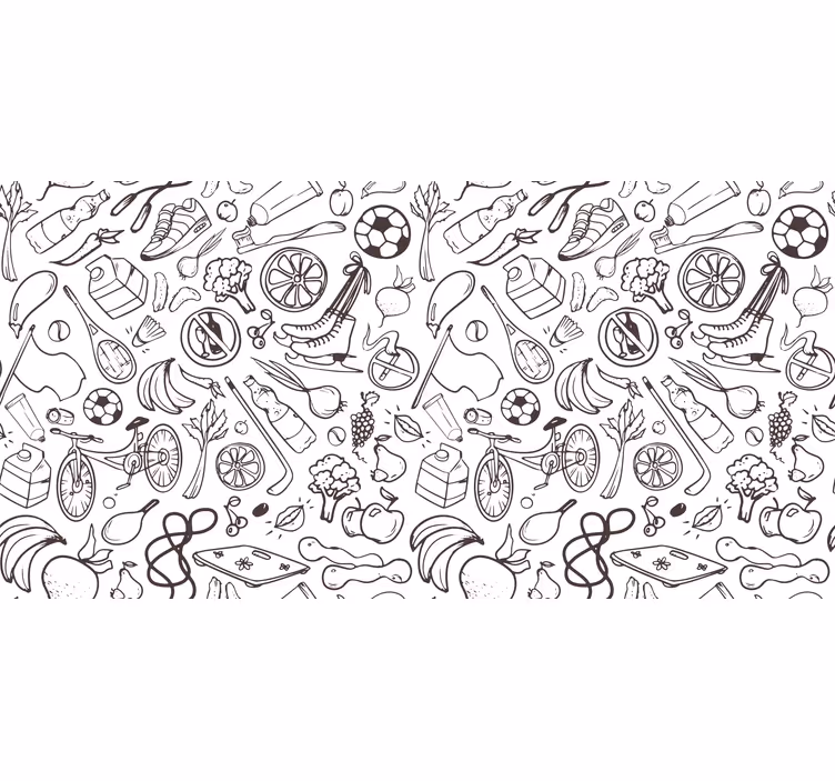 Rolgordijn buitenshuis fitness en sport symbolen doodles - TenStickers