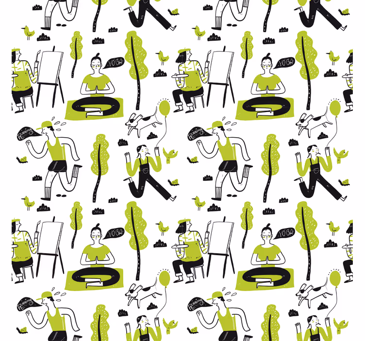 Rolgordijn buitenshuis gezonde levensstijl doodle set - TenStickers