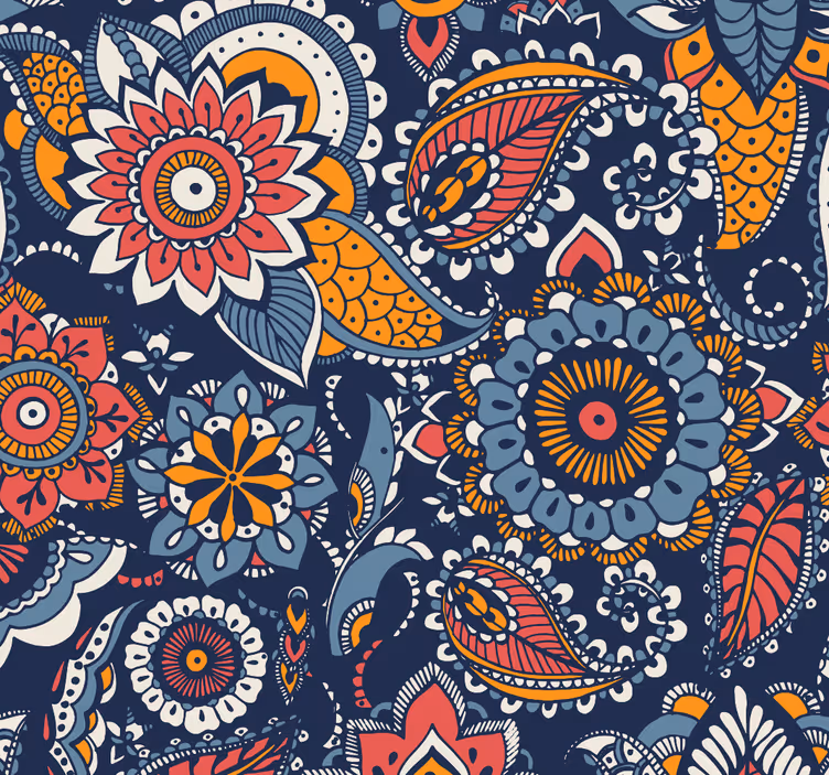 Rolgordijn buitenshuis etnisch blauw patroon - TenStickers