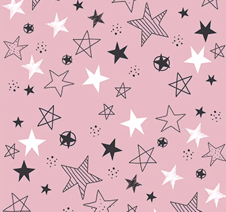 Rolgordijn tienerkamer wallpaper roze sterren - TenStickers