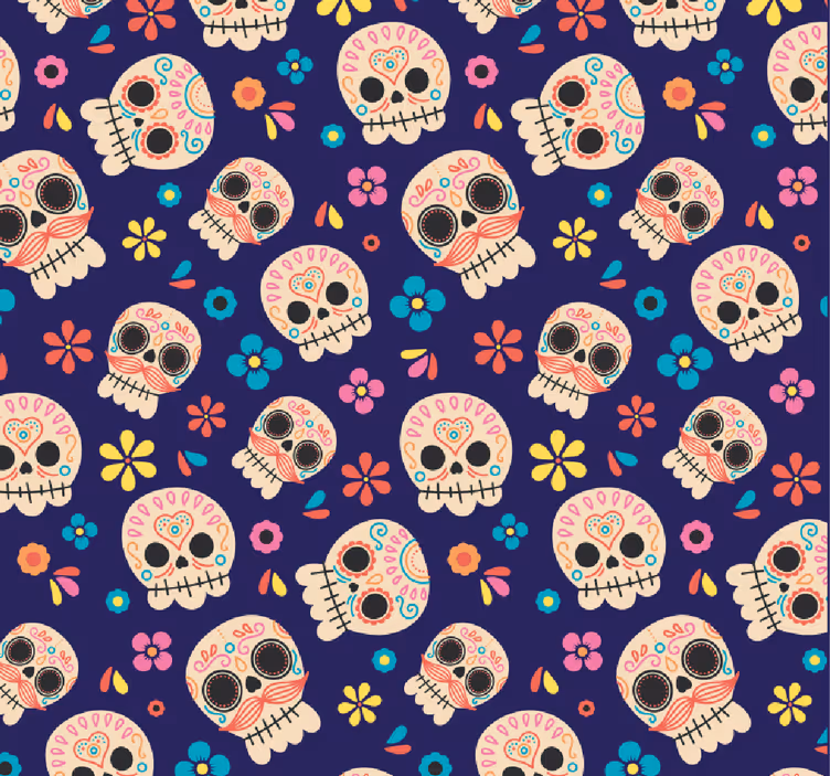 Rolgordijn tienerkamer met mexicaanse schedels - TenStickers