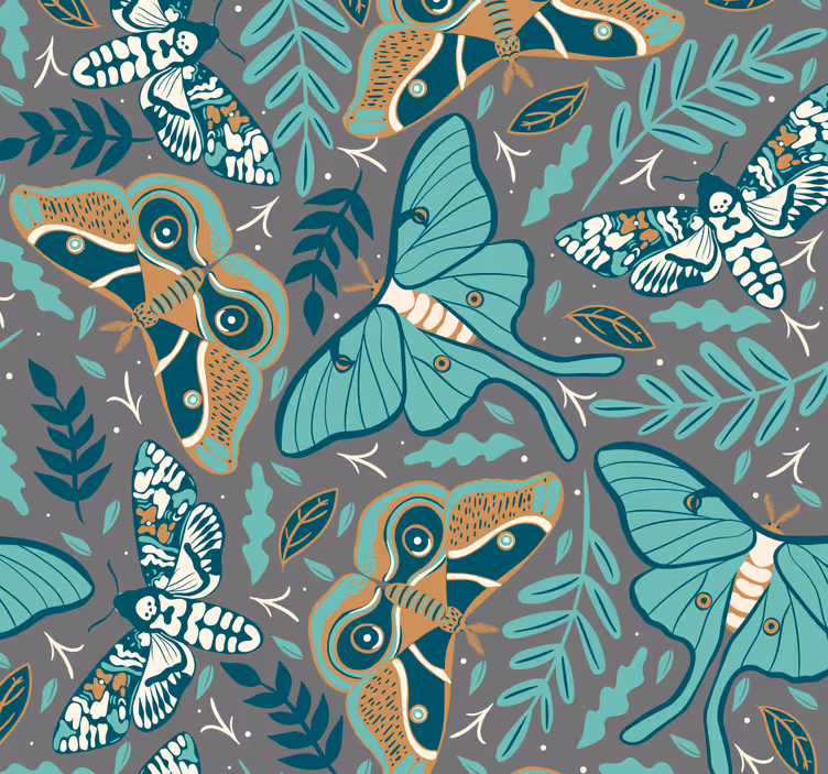 Rolgordijn tienerkamer behang groene en blauwe vlinders - TenStickers