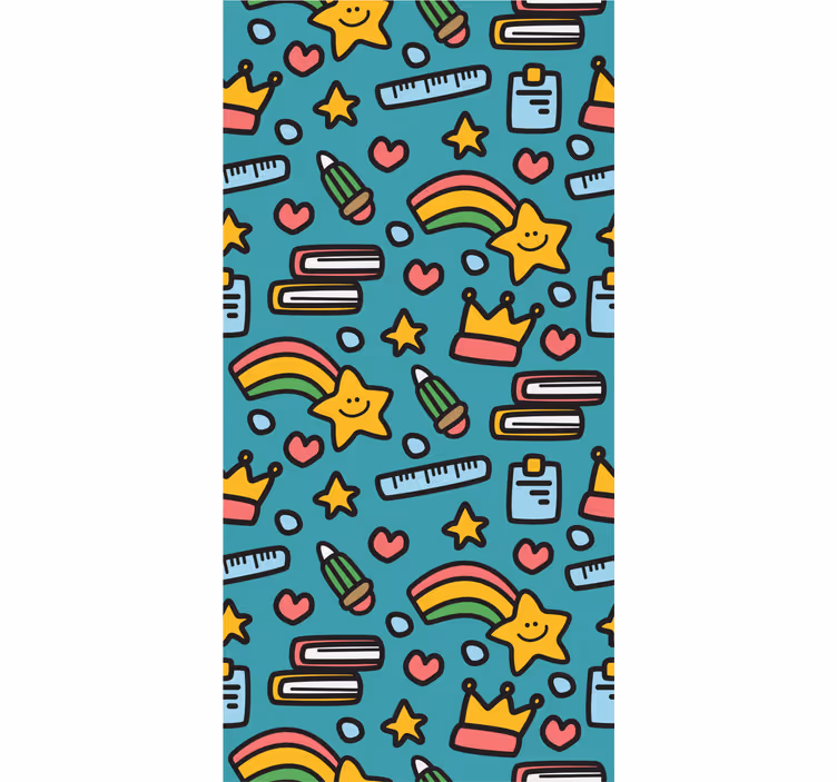 Rolgordijn tienerkamer kawaii kindpatroon - TenStickers