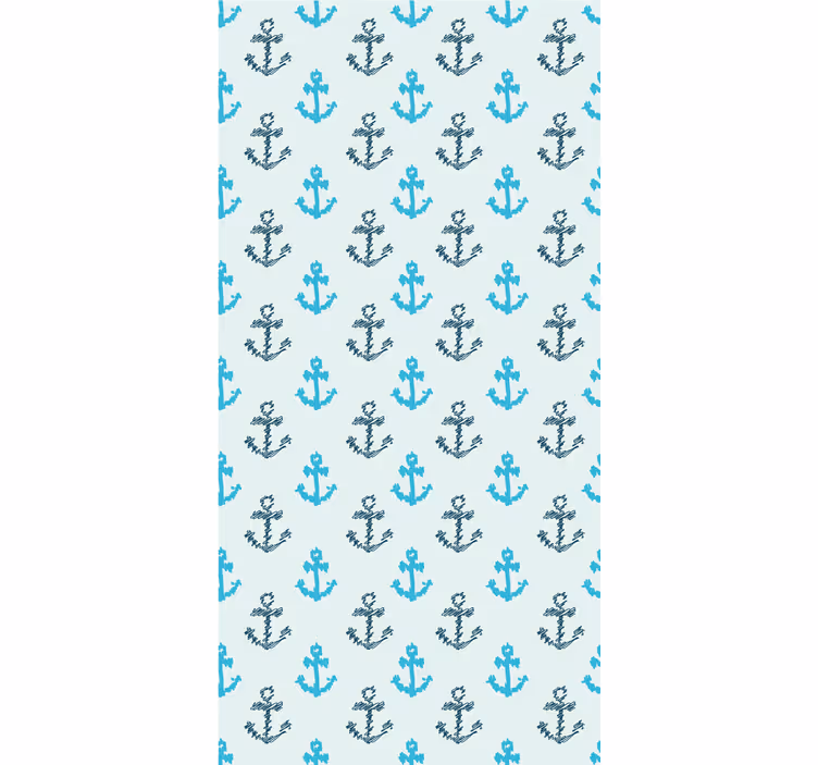 Rolgordijn tienerkamer vervormd blauw ankerpatroon - TenStickers