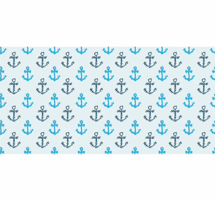 Raambekleding badkamer vervormd blauw ankerpatroon - TenStickers