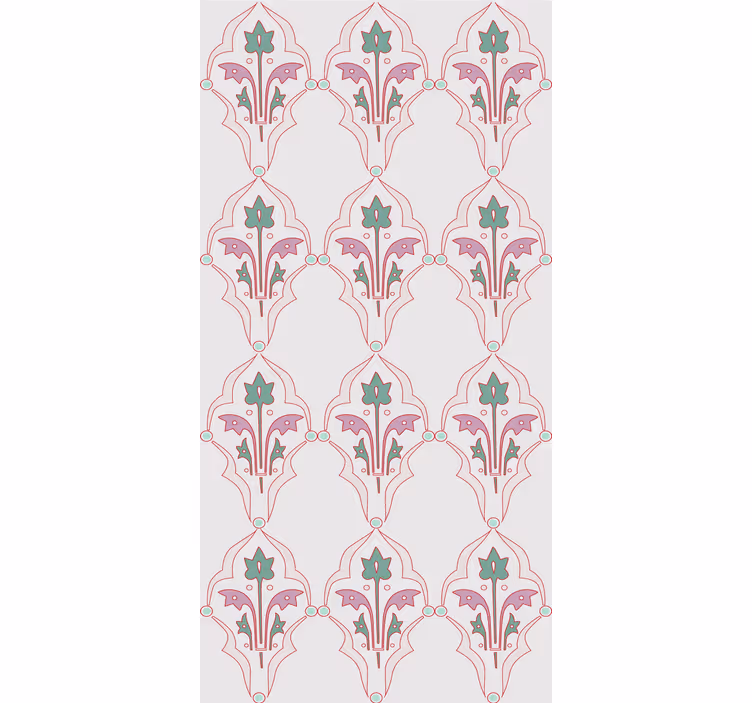 Klassiek rolgordijn met geformaliseerd bloemenpatroon - TenStickers