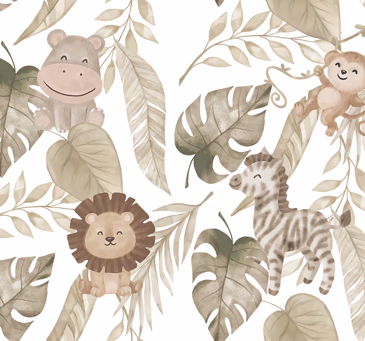 Babykamer rolgordijn beige jungle patroon - TenStickers