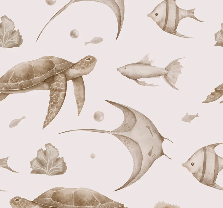 Babykamer rolgordijn beige oceaanpatroon - TenStickers