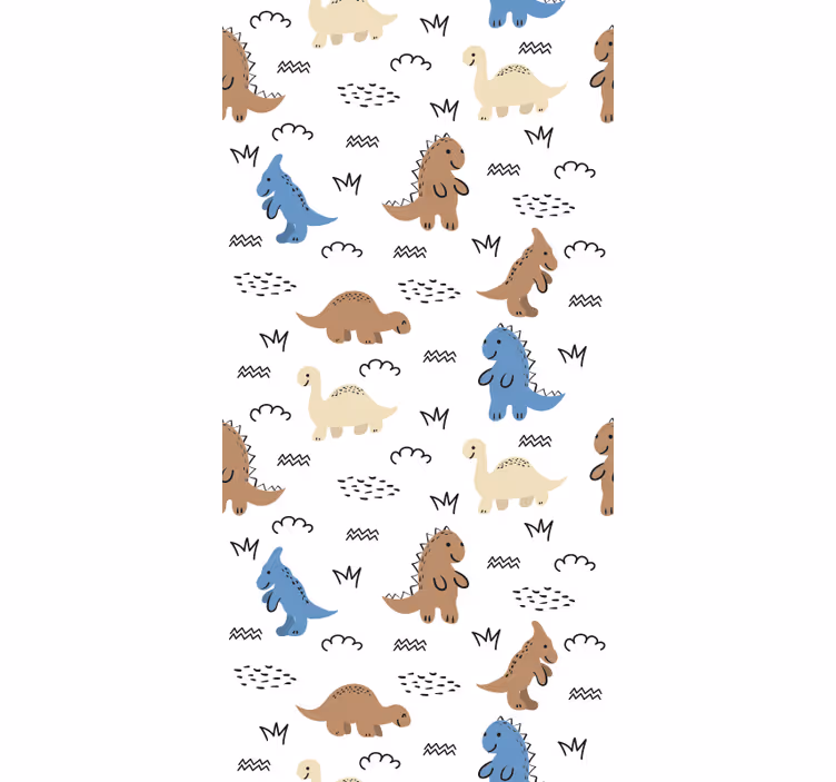 Babykamer rolgordijn blije blauwe en bruine dinosaurussen - TenStickers