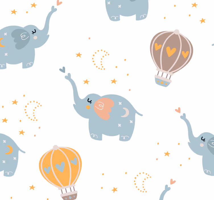 Babykamer rolgordijn schattige olifanten voor kinderen - TenStickers
