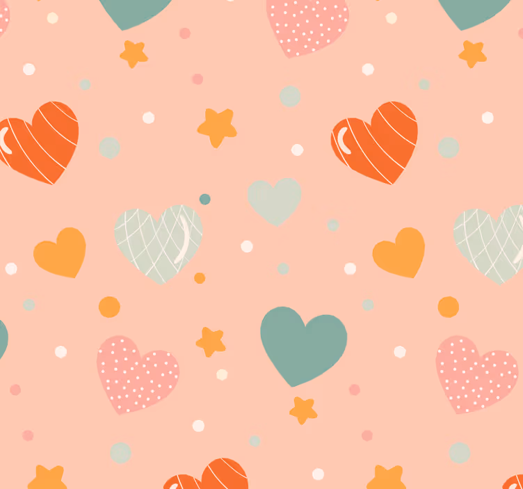 Babykamer rolgordijn harten en sterren patroon - TenStickers