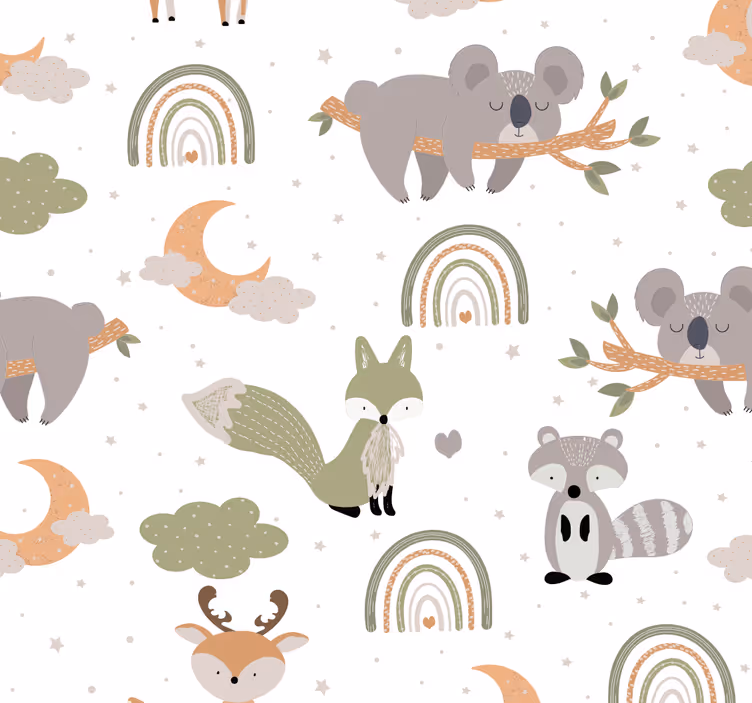 Babykamer rolgordijn scandinavisch dierenpatroon - TenStickers