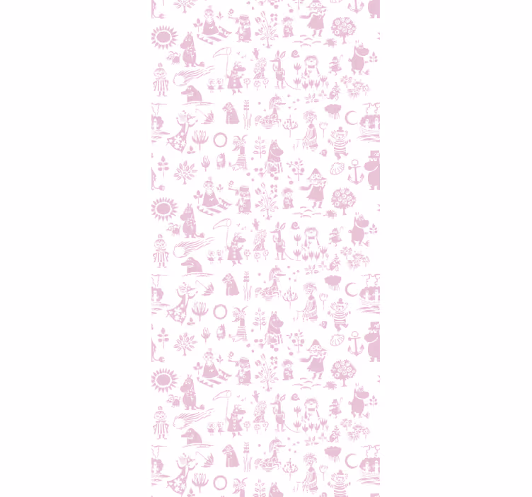 Babykamer rolgordijn roze moomin volledige wanddecoratie - TenStickers