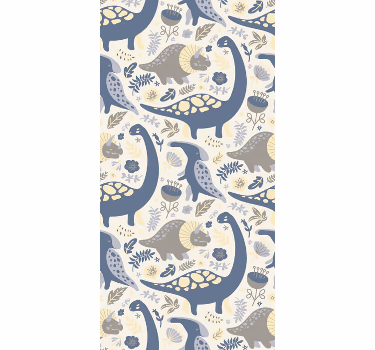 Babykamer rolgordijn blauwe dinosaurussen nordic stijl - TenStickers