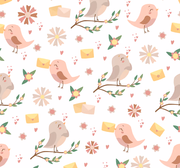 Babykamer rolgordijn kleine vogels op takken - TenStickers