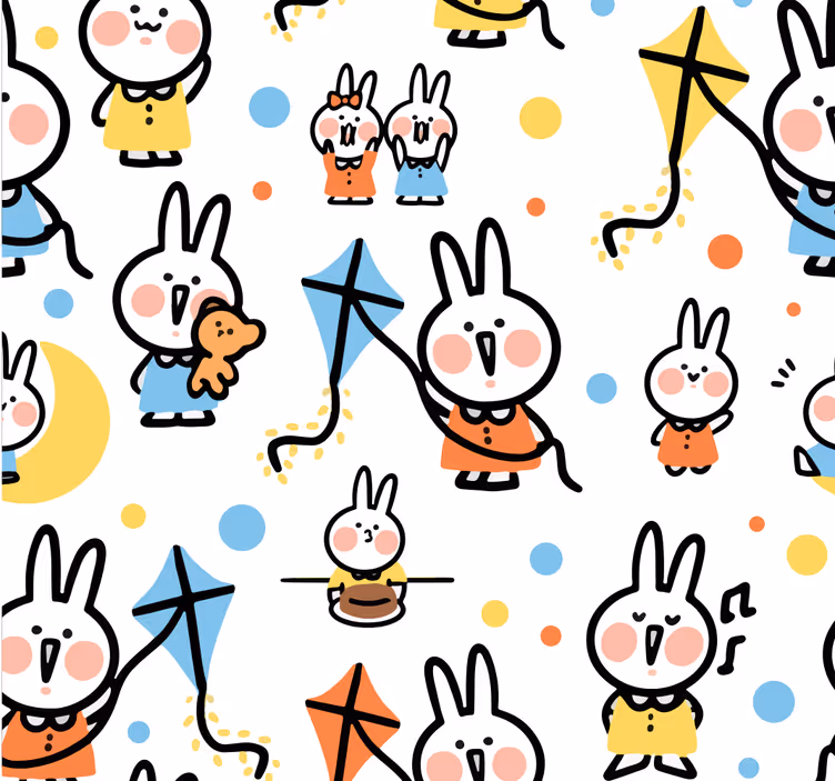Babykamer rolgordijn konijn met een vlieger - TenStickers