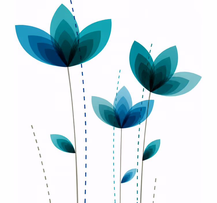 Rolgordijn turquoise flowers drievoudig - TenStickers