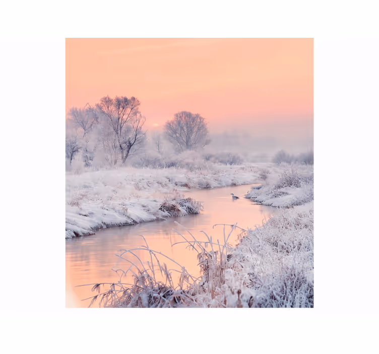 Wit rolgordijn breedte 180 winterlandschap - TenStickers