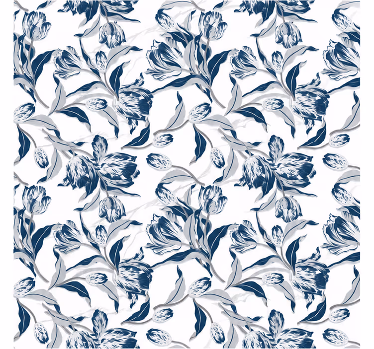 Blauw rolgordijn vintage bloemenpatroon helder - TenStickers