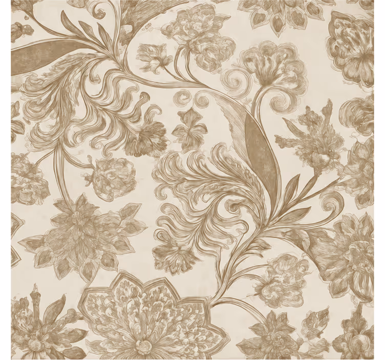 Rolgordijn beige met bloemen vintage patroon - TenStickers