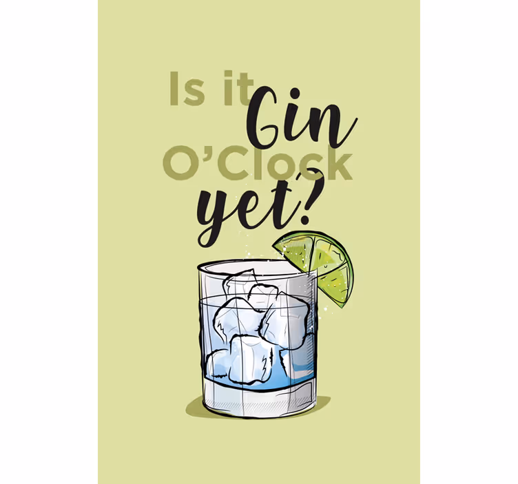 Gin uur drank rolgordijn met tekst - TenStickers