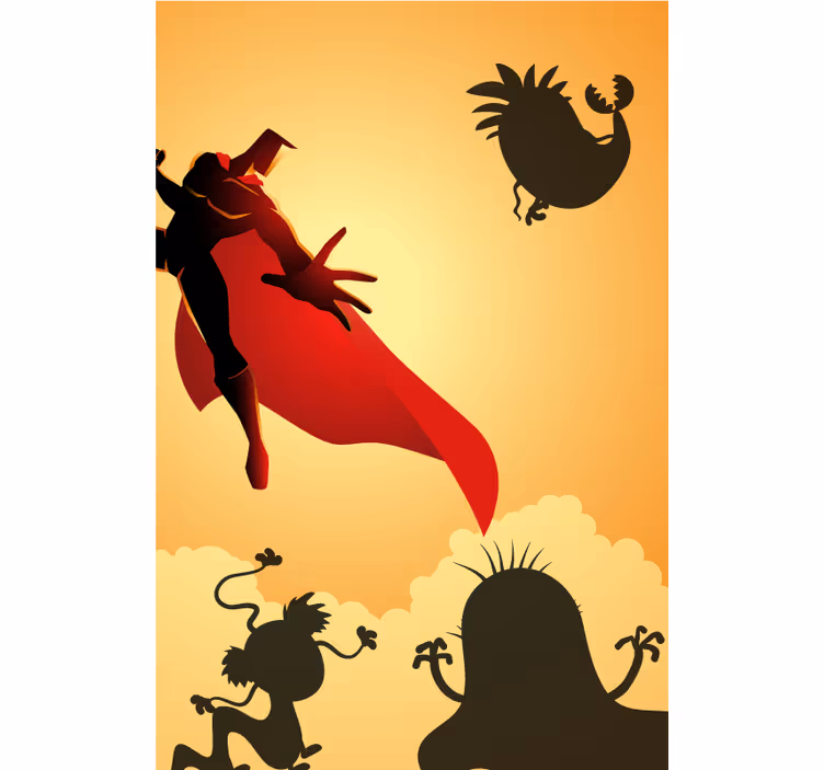 Heroïsch silhouetavontuur superhelden raambekleding - TenStickers