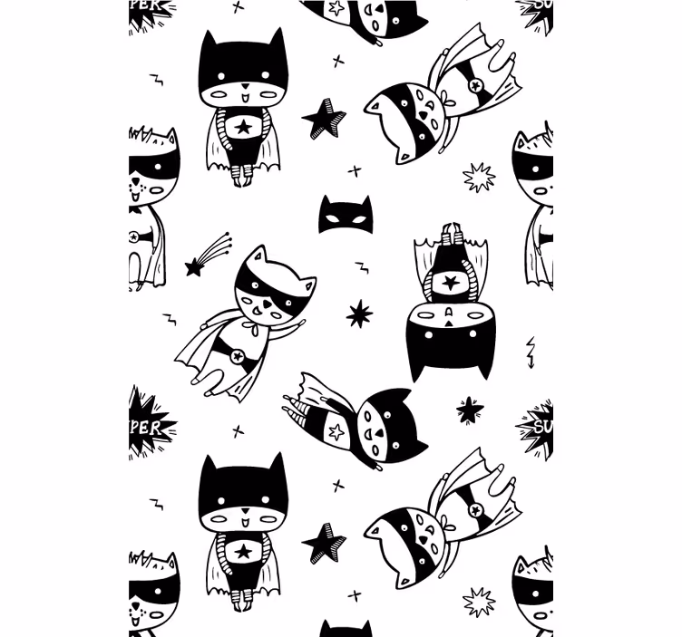 Superheld cartoon schets rolgordijn kinderkamer - TenStickers