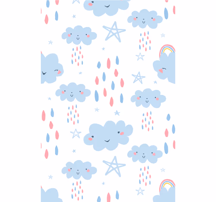 Lachend wolkenpatroon babykamer rolgordijn - TenStickers