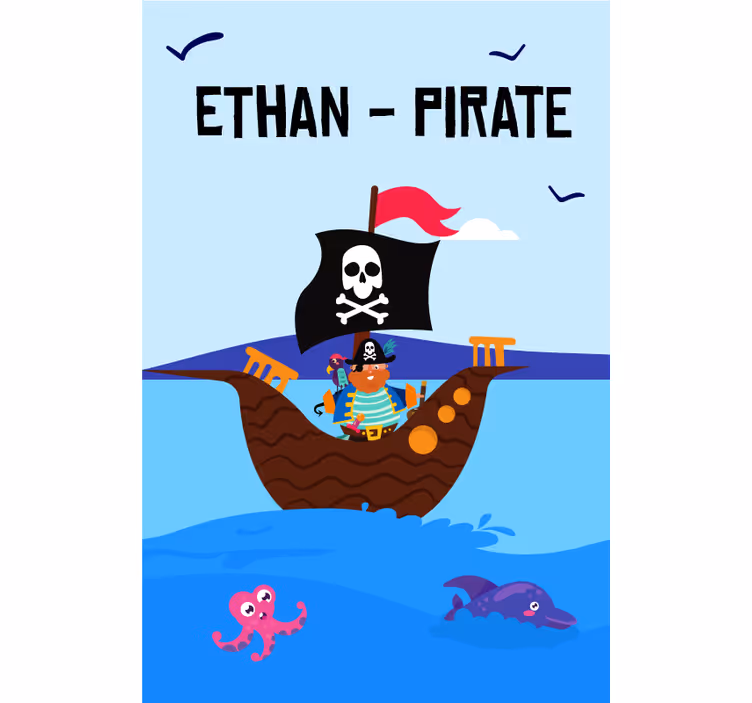 Piraten avontuur zeegezicht rolgordijn gepersonaliseerd - TenStickers