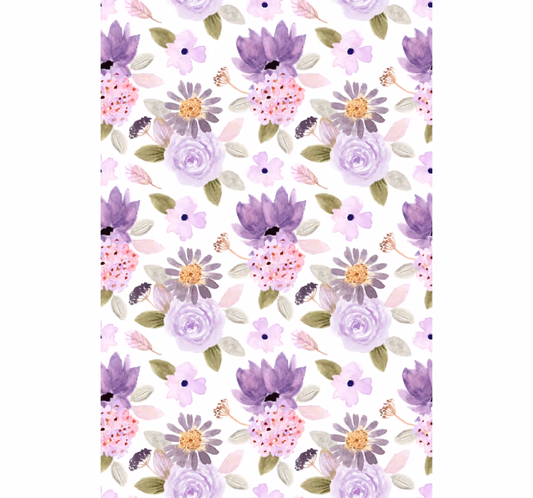 Paars bloemenpatroon rolgordijn bloemen - TenStickers