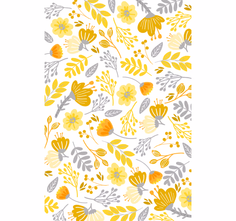 Rolgordijn eetkamer bloemen Gele print - TenStickers