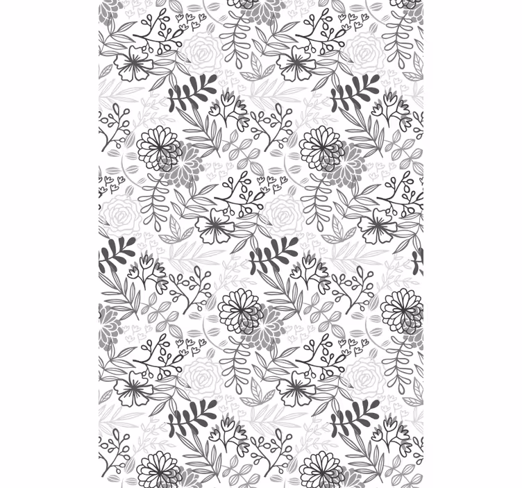 Rolgordijn bloemen Grijze kleur - TenStickers