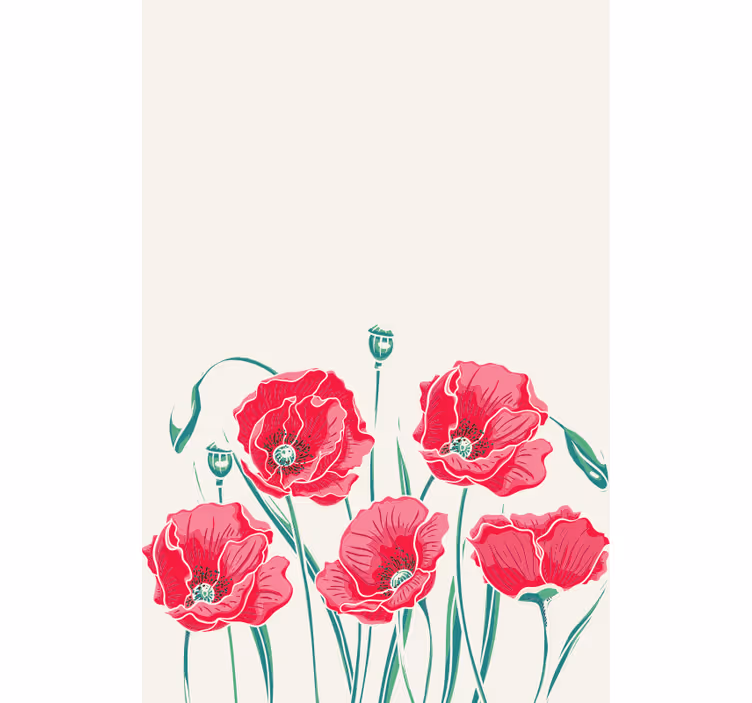 Klaproos bloem elegantie rolgordijn bloemen en planten - TenStickers